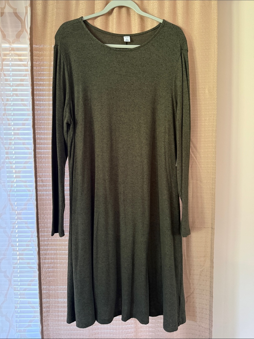 Old Navy Olive Green Long Sleeve A-Line Dress
